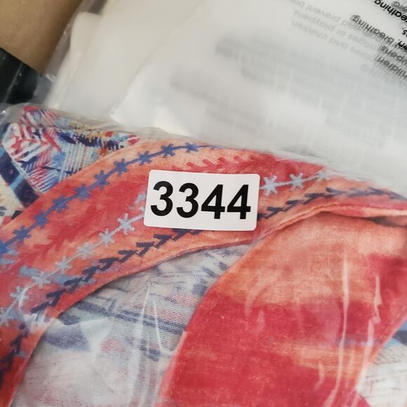 John Mark Shirt Womens 2X Multicolor Geometric Boho 3/4 Sleeve Embroidered Top - Picture 8 of 8